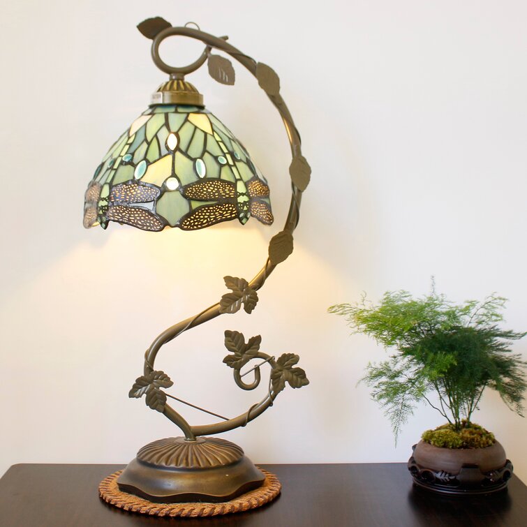 Bladen Tiffany Lamp - World Menagerie Stained Glass Bedside Table Lamp, LED  Bulb Included W8H22 Inch Banker Desk Reading Light S147 Sea Blue Dragonfly 